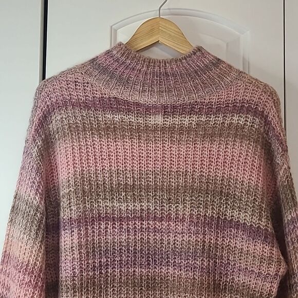 Nordstrom Signature Open Stitch Mock Neck Sweater Rustic Pink Multi Size L & XL - Picture 5 of 16